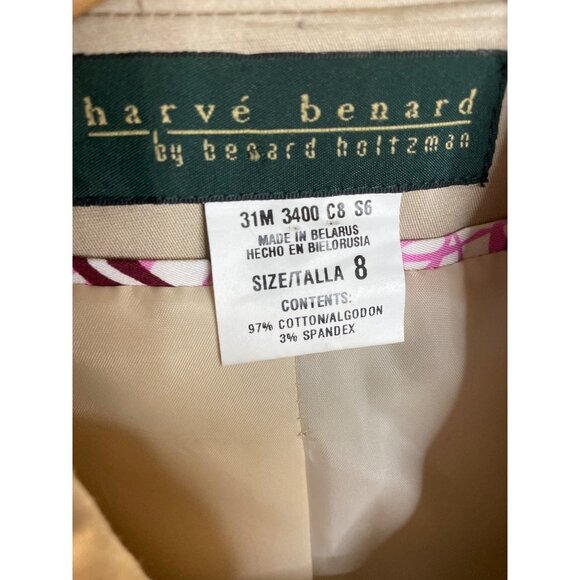Harve Benard Khaki Buttoned Safari Colorful Detail Jacket Sz 8 - Picture 6 of 10